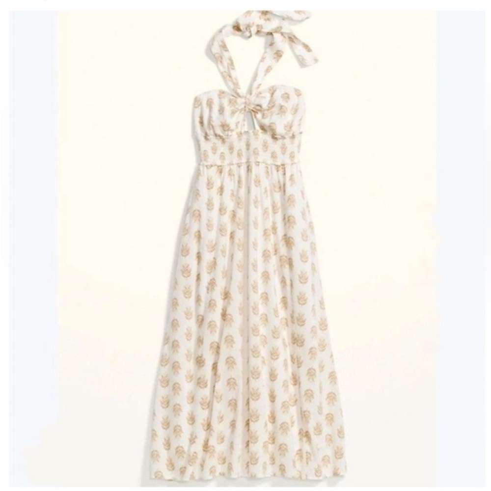 Old Navy Neutral Print Halter Neck Maxi Dress Size L